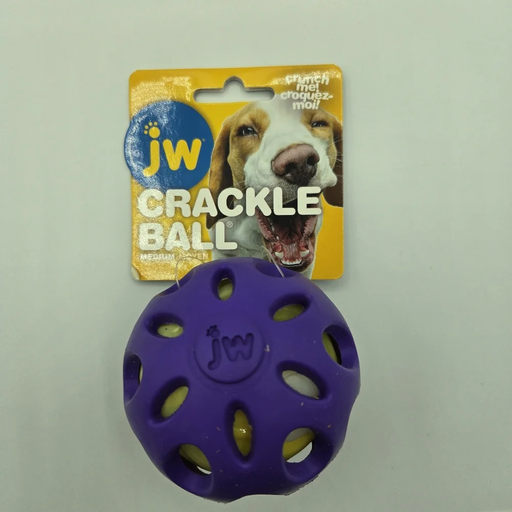 NWT JW Puppy Crackle Heads Ball Makes Entertaining Crackling Medium Dog Toy